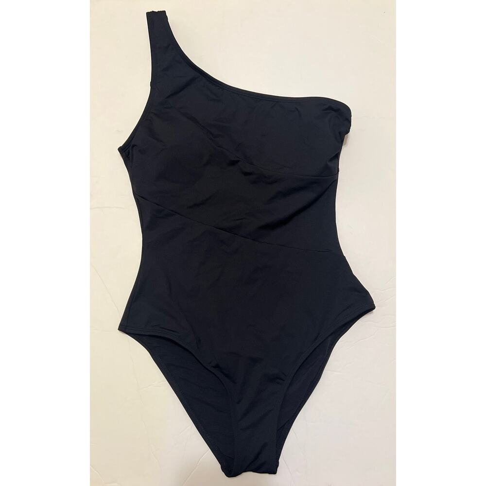 Reverie Land One Shoulder Slim & Sculpt One Piece Swimsuit Black NWT Size M - Picture 3 of 9